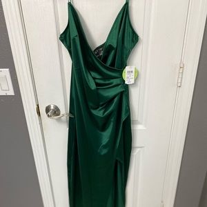 Green silk dress